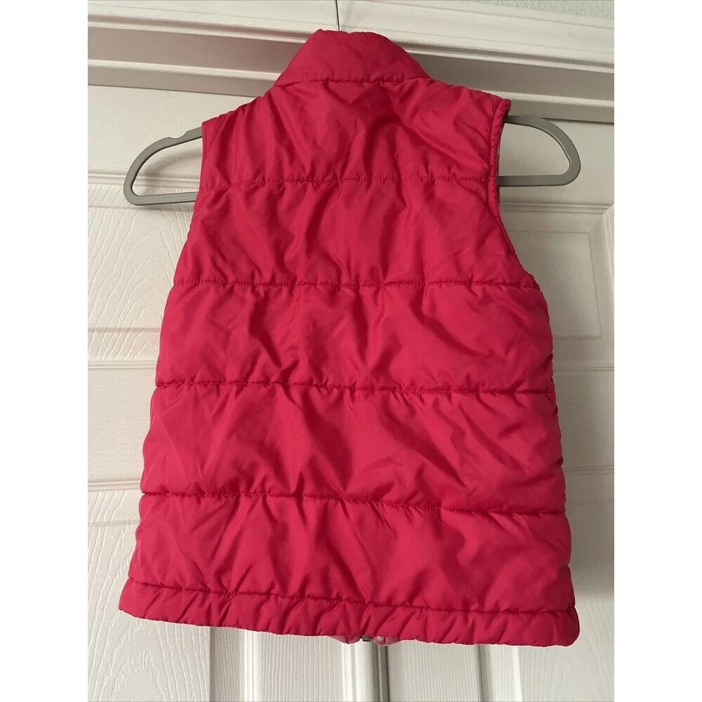 Columbia Girls FLAW Sz S -8 Reversible Puffer Vest Pink Pockets  Zip Pockets